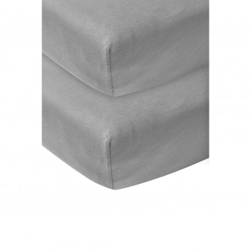 Meyco Jersey Hoeslaken grijs 2 st  60x120 cm