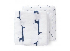 Fresk Swaddle - Hydrofiel set 2 st. 70x60 cm Giraf Indigo Blue