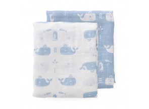 Fresk Swaddle - Hydrofiel set 2 st. 70x60 cm Whale blue