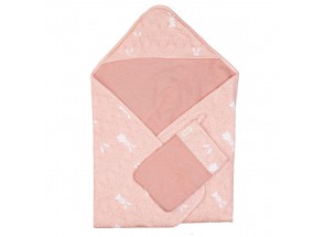Hoppa Badcape & Washandje Old Rose