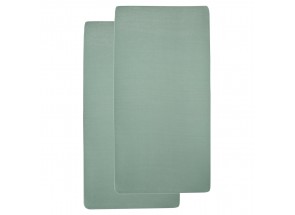 Meyco Jersey Hoeslaken stone green 2 st  60x120 cm