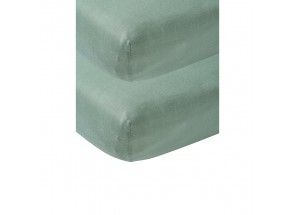 Meyco Jersey Hoeslaken stone green 2 st  60x120 cm