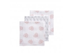 Meyco Hydrofiel geo-hart-driehoek set 3 stuks 70 x 70 cm