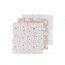 Meyco Hydrofiel Monddoekje veertjes-wolk-roze stip set 3 stuks 30 x 30 cm